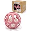 MCGMITT Giochi Dentizione Neonato, Massaggia Gengive Neonati Palla per la Dentizione del Bambini, Sensoriale Massaggiagengive Senza BPA per neonati di età superiore ai 0 3 6 12 mesi Regalo (Rosa)