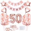 Bluelves 50 Anni Compleanno Donna, Addobbi 50 Anni Compleanno Donna, Palloncini 50 Anni Donna, Decorazioni Compleanno Rosa Gold, Compleanno Banner