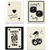 KEUSPI Poster con stampa artistica da parete alla moda retrò con scritta Lucky You Girl Syndrome 8 Ball Queen Dice, per camera da letto, decorazione alla moda, senza cornice, 20,3 x 25,4 cm, set da