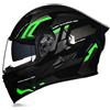 Woljay Casco Moto Modulare Integrato apribile Parasole caschi Doppia Visiera per uomo donna Scooter Adulto DOT ECER22-05 (Count Black Green - Transparent Visor,L)