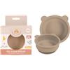 DORON & CHARLIE - Ciotola a ventosa - Pasto per bambini - 056762 - Beige - Silicone - 350 ml - Compatibile con microonde - Lavabile in lavatrice - Facile da pulire - Piatto per bambini - Da 4 mesi