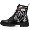 coolcustomize Stivali da combattimento da uomo con teschio gotico, punk rock, alla moda, con lacci, stivaletti alla caviglia per le donne in pelle leggera scarpe invernali, Scheletro nero., 45 1/3 EU