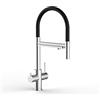 VIZIO Rubinetto cucina 5 vie ACCIAIO INOX CHIRURGICO AISI 316 spazzolato per sistemi acqua gasata/aromatizzata e filtro depurazione - doccia 2 getti movibile per acqua di linea