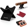 CLZOONG Supporto per sigari in acciaio inox staccabile, supporto per sigari, portatile, con custodia in pelle PU e scatola regalo da uomo (nero)