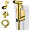 LOSCHEN Kit spruzzatore per bidet per WC, spruzzatore manuale Shattaf, accessorio per WC in acciaio inox, per vasca da bagno per animali domestici, igiene personale/bagno, facile da installare (oro)