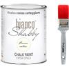 bianco Shabby CHALK PAINT Bianco Antico & PENNELLO - Pittura Shabby Chic Vintage EXTRA OPACA (1 Litro) + Pennello Professionale (40 mm)