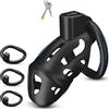 BDSMJOY Chastity cage con 3 Anelli per il Pene Rimovibili, Gabbia pene per uomo, Design ergonomico uomo pene Cock cage, Comodo da indossare, buona traspirabilità