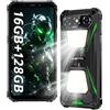 OUKITEL G5 Rugged Smartphone 2025, 16GB+128GB/1TB Telefono Indistruttibile, 900 LM Luce Campeggio, 6300mAh Cellulare Antiurto, 6.0" Telefono Rugged, 13MP Cellulare,Octa-core, Dual SIM/OTG/GPS, Verde