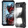 OUKITEL G5 Rugged Smartphone 2025, 16GB+128GB/1TB Telefono Indistruttibile, 900 LM Luce Campeggio, 6300mAh Cellulare Antiurto, 6.0" Telefono Rugged, 13MP Cellulare,Octa-core, Dual SIM 4G/OTG/GPS, Nero