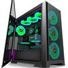 KEDIERS Case PC- preinstallato 6 ventole ARGB, ATX Mid Tower Gaming case, con doppio vetro temperato full screen (Nero, C710)