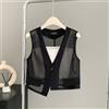 Estivo Corto Rete Canotta Donna Sottile Gilet senza Maniche Puro Moda Casual