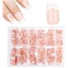 cobee Press on Nails Quadrato lungo, 360 pezzi Bara Unghie finte Punta francese Colore nudo Unghie finte Lucide Copertura completa Colla sulle unghie (Rettangolo corto)