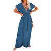 Generic Maxi abito estivo da donna con scollo a V profondo scollo a V e bottoni, con tasche, estivo, ampio, bohémien, da spiaggia, prendisole, Blu reale, Taglia unica