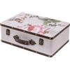 HMF Valigia decorativa vintage in legno, scatola portaoggetti con coperchio e maniglia in pelle, elegante idea regalo per matrimonio o compleanno | Rosa | 38 x 26 x 13 cm