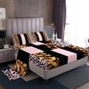 Loussiesd Set di lenzuola con stampa leopardata per bambini, ragazzi e ragazze, con tasca profonda, lenzuolo con angoli, per letto matrimoniale, motivo animali, rosa, nero, decorazione per camera da