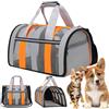MZSX Trasportino per Cani e Gatti, con strisce riflettenti, Borsa pieghevole per cani e gatti, in tessuto Oxford con tracolla, per gatti e animali fino a 4 kg, Adatto per viaggi lunghi e brevi(grigio)