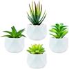 Generic Piante grasse artificiali per interni in mini vasi di ceramica bianca, piante grasse finte per esterni, piante grasse verdi estetiche decorative per bagno, camera da letto, soggiorno