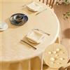 Softalker Autunnale Tovaglia Oro Antimacchia Rotonda 160 cm con Motivo a Righe Jacquard per 6-8 posti Elegante Tovaglie Capodanno Impermeabile per Protezione Tavolo per Natalizia, Feste, Matrimonio
