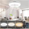 Izrielar Ventilatore da soffitto da 80 W con illuminazione, 6 velocità del vento regolabile, dimmerabile, luce LED da 55 cm, con telecomando e app, modalità estate e inverno, timer, 3000 - 6500 K