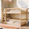 Kids Collective Letto a soppalco per bambini, letto a castello, letto per bambini, legno di pino massiccio, trasformabile in 2 letti e 2 materassi | misure: 80x180, 90x190, 90x200cm | 90x190cm da 4 a 18 anni | natura