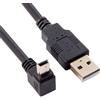 NFHK Cavo dati da mini USB tipo B maschio a 5 pin con angolo di 90 gradi a USB 2.0 maschio, 5 metri, con nucleo in ferrite EMI, 50 cm, NF-U2-057-UP-0.5M