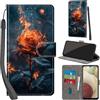 PHINIENLAND Cover per Samsung Galaxy A12 / M12 / F12 Case PU Pelle Custodia [Kickstand] [Chiusura magnetica] [Slot per Schede], Portafoglio Flip Custodia per Samsung A12,Fiamma