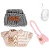 LEWOTE Set di Abbigliamento per Bambola 17cm, Cappello Abito Ornamenti Accessori Set [Con Borsa di Stoccaggio di Abbigliamento Bambola] (Grey Hat/Rice Jacket/Pink Bag)