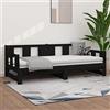 Festnight Divano Letto, Letto Estraibile, Divano Letto 2 Posti Dormeuse Estraibile, Struttura Letto, Letto in Legno Massello di Pino Nera 2X(80x200) cm