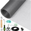 VTSHENY Zanzariera Finestra (120 x 300 cm - Grigio),Tagliabile, Antistrappo, Zanzariere per Finestre, zanzariera per finestre Con Strumento di Scorrimento/10m Rubber Strip/Tape Measure/Knife