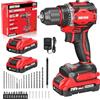 Alloyman Trapano Avvitatore a Batteria 20V MAX, Motore Brushless, 1800 giri/min, Max 60 Nm, Mandrino metallico autoserrante 3/8, 21+1 livelli di coppia, Set Trapano per calcestruzzo, metallo e legno