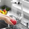 DOKKOME Rubinetto da cucina estraibile, da cucina e bagno, a 3 tipi di getto (bianco)