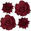 mishdacthgd Fermagli per capelli a forma di rosa, 4 pezzi, in tessuto, con fiori messicani, per donne, ragazze, matrimoni, feste, festa della mamma (rosso scuro)