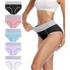 wirarpa Mutande Donna Vita Alta Slip Cotone Mutantina Elastiche Pantaloncini Post Parto Pacco da 5 Multicolori-D Taglia S