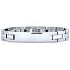 Bling Jewelry Bracciale identificativo in acciaio inossidabile tono argento personalizzabile per uomo con targhetta personalizzata a catena 8,5 pollici