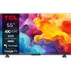 Tcl P61 Smart Tv Ultra Hd 4k 55 55p61b, Dolby Audio, Controlli Vocali, Google Tv
