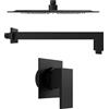Parama Set doccia nero opaco - Miscelatore incasso Hedy con braccio e soffione slim 20x20 cm