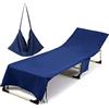 Morbuy Telo de Mare Microfibra, Fodera per Sedia da Spiaggia con Tasche Laterali, Tinta unita Asciugamano per Lettino Spiaggia Fodera per Chaise Longue per Giardino, Spiaggia (blu scuro)
