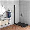 GENERIC WALK IN Parete Doccia Movibile Battente Verso Interno e Esterno 96x200 cm in Vetro 8 mm Trasparente Temperato Anticalcare Telaio Nero Opaco
