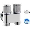 HEIBTENY G1/2 1 In Due Out Doppio Controllo Lavatrice Rubinetto WC Triangolo Valvola (Silver)