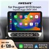 AWESAFE PX9 Autoradio Per Peugeot 107 Toyota Aygo Citroen C1 2005-2014 Car Play Per Auto Androide Auto Wireless CarPlay Moto 2 din Android Navigation 4G-LTE 8-Croe 8GB+256GB GPS Map RDS DSP IPS - WIFI 1GB-32GB