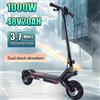 E Scooter 1000W potente motore 48 v20ah batteria doppi ammortizzatori Scooter elettrico pneumatici da 10 pollici piega pendolarismo E Scooter - Black