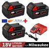 DIXSG Sostituzione 18V 12.0Ah per batteria al litio Milwaukee M18 XC 48-11-1860 48-11-1850 48-11-1840 48-11-1820 batterie ricaricabili - Charger