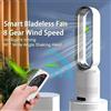 INSIS FEMME Ventilatore senza lama da 20 pollici a basso rumore Telecomando Ioni negativi Muto Ventilatore elettrico da tavolo Ventilatore da pavimento per aria condizionata domestica Ventilatore a torre - Silver