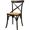 Biscottini Sedie sala da pranzo legno massello 86x42x46 cm - Sedia cucina e soggiorno in rattan - Sedie in legno da esterno e interno - Sedia nera Cross