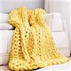 BBPM Coperta a Maglia Lana Grossa Plaid Trecce Grandi Coperte Morbido Lavorata a Maglia a Mano Decorazione di Lenzuola per Divani,Giallo,120x150cm/47x59in