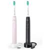 Philips 3100 series - 2x Spazzolino elettrico sonico - Nero/Rosa - HX3675/15