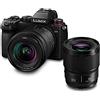 Panasonic LUMIX DC-S5 S5 - Fotocamera mirrorless full frame, registrazione video 4K 60P con schermo diviso, attacco a L, obiettivi 20-60mm F3.5-5.6 e 50mm F1.8, Dual I.S a 5 assi, colore nero