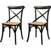 Biscottini Set 2 Sedie sala da pranzo legno massello 86x42x46 cm - Sedia cucina e soggiorno - Sedie in legno da esterno e interno - Sedia legno nera Cross