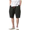 CUTeFiorino Pantaloncini corti da uomo, bermuda in lino, da uomo, estivi, 2024, da uomo, leggeri, in cotone, da spiaggia, con tasche, Nero 46., XXXL
