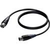 Procab CLA901/1 Cavo microfono da 1x XLR maschio a 1-XLR femmina, contatti placcati in oro, lunghezza 1 m, nero